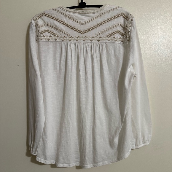 Lucky Brand Cream Relaxed Tunic with Embellished Yoke - Picture 6 of 16
